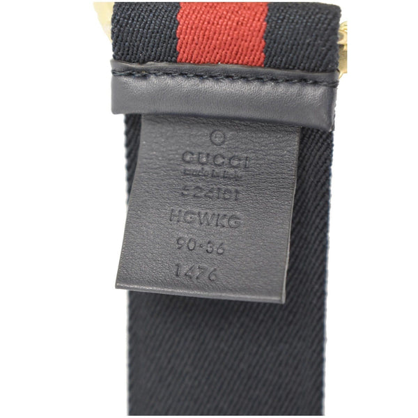 GUCCI Torchon Double G Web Elastic Belt  Navy Blue Size 90/36