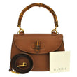 Gucci Logos 2way Bamboo Handle Hand Bag Brown Leather Vintage