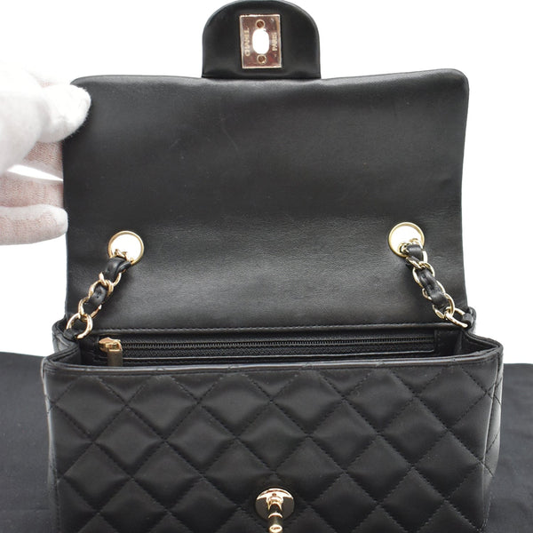 CHANEL Mini Rectangular Flap Quilted Lambskin Leather Shoulder Bag Black- Hot Deals