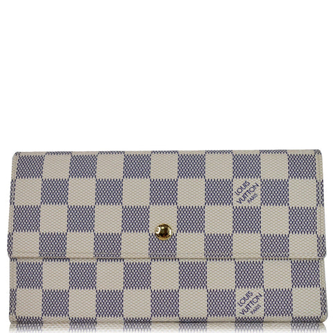 LOUIS VUITTON Damier Azur Sarah Wallet White