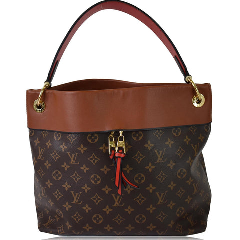 LOUIS VUITTON Tuileries Monogram Canvas Hobo Bag Caramel