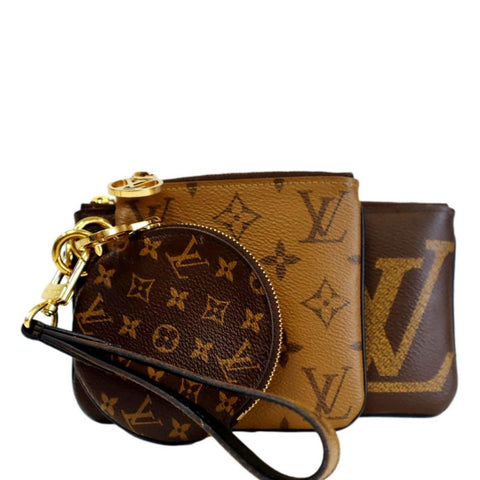 LOUIS VUITTON Monogram Canvas Trio Pouch Bag Brown
