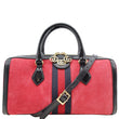 GUCCI Ophidia Medium Suede Top Handle Boston Bag Red 524532