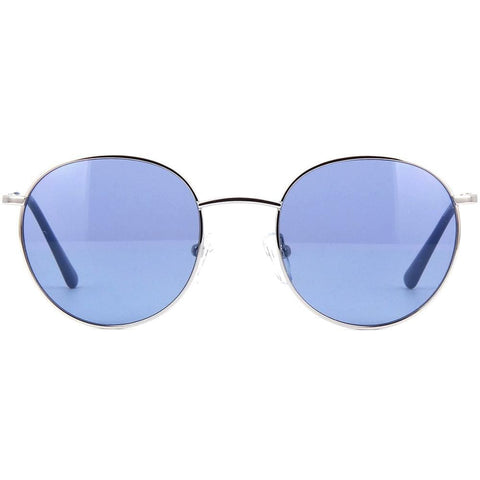 CALVIN KLEIN CK18104S 045 Round Men Silver Sunglasses Blue Lens