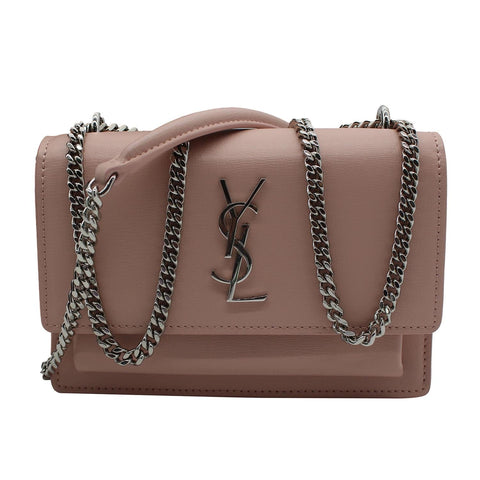 YVES SAINT LAURENT Monogram Sunset Medium Leather Shoulder Bag Pink