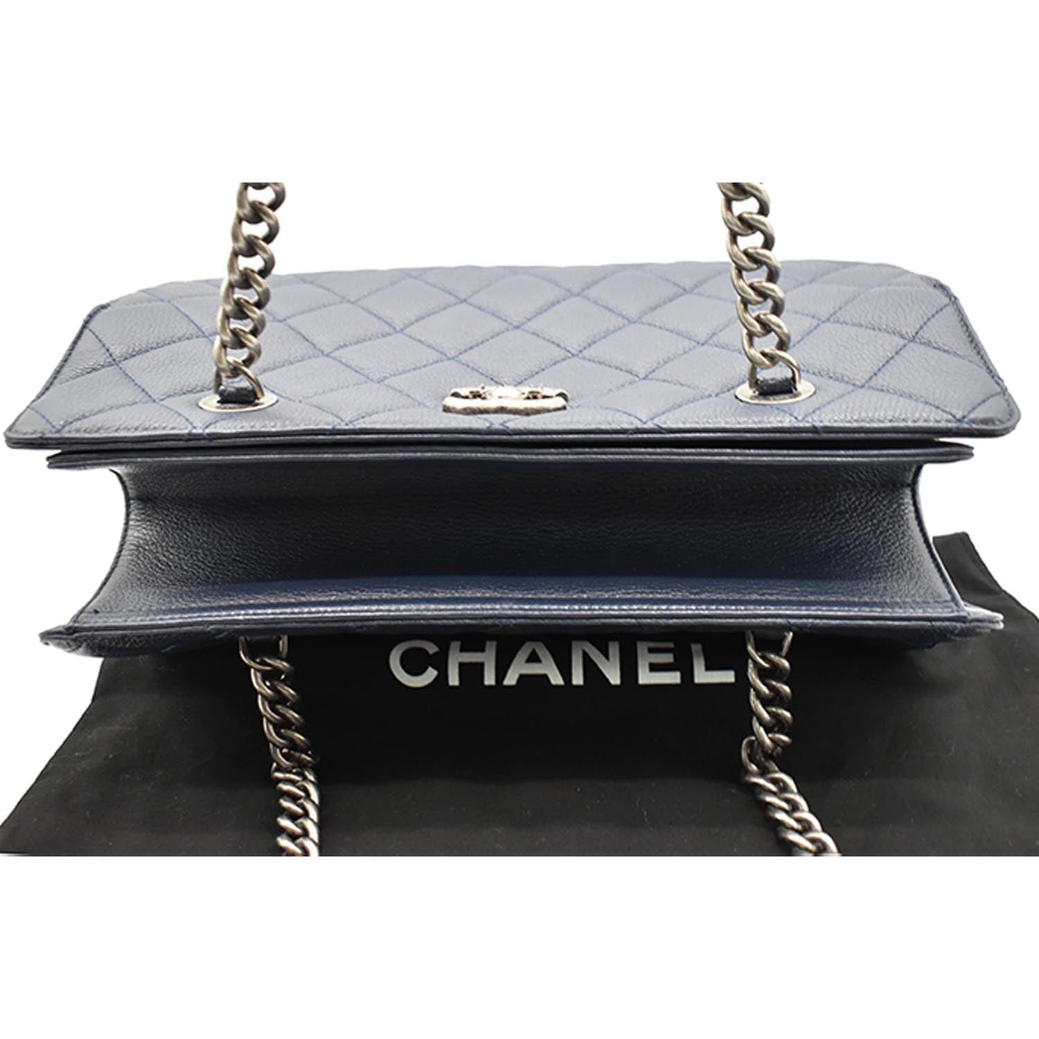 CHANEL City Rock Quilted Leather Shopping Tote Bag Blue- 10% OFF