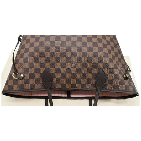 LOUIS VUITTON Neverfull MM Damier Ebene Tote Bag Rose Ballerine