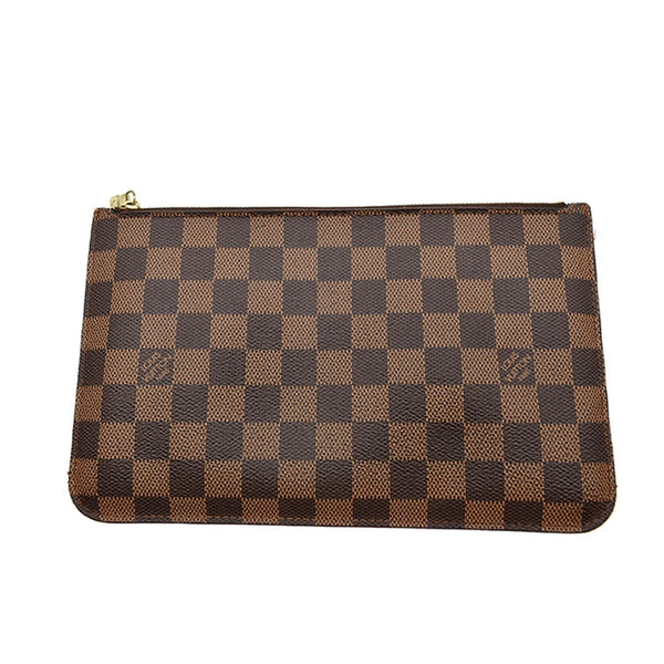 LOUIS VUITTON Neverfull MM Damier Ebene Pochette Wristlet Pouch Brown