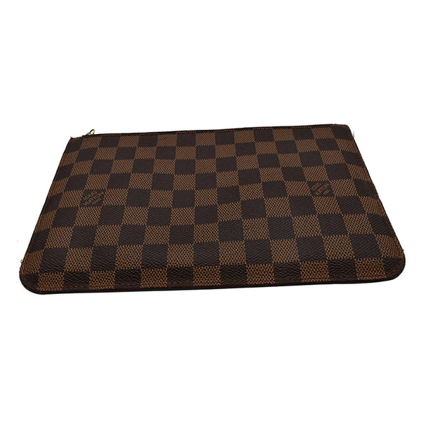 LOUIS VUITTON Neverfull MM Damier Ebene Pochette Wristlet Pouch Brown