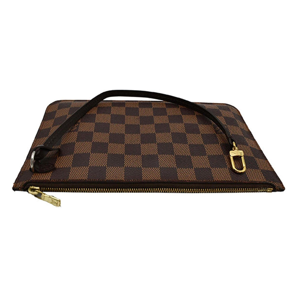 LOUIS VUITTON Neverfull MM Damier Ebene Pochette Wristlet Pouch Brown