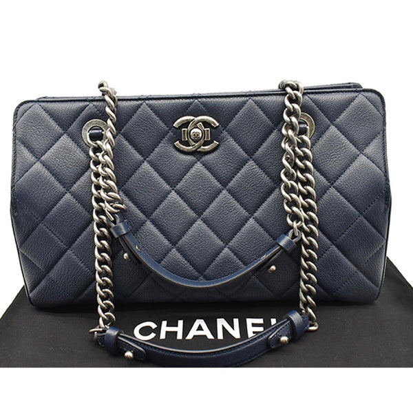 CHANEL City Rock Quilted Leather Shopping Tote Bag Blue