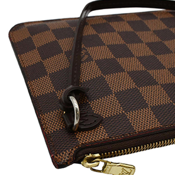 LOUIS VUITTON Neverfull MM Damier Ebene Pochette Wristlet Pouch Brown