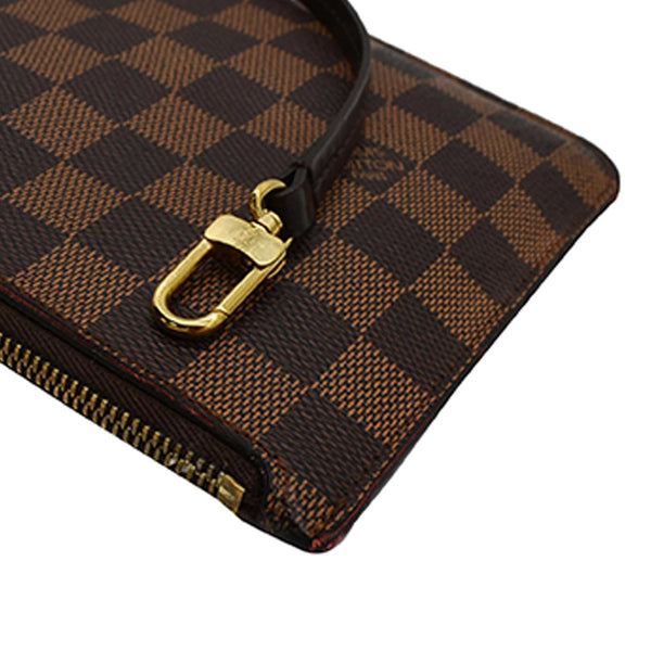 LOUIS VUITTON Neverfull MM Damier Ebene Pochette Wristlet Pouch Brown