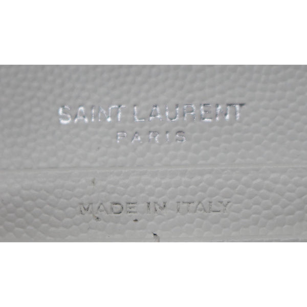 YVES SAINT LAURENT Monogram Grain De Poudre Chain Wallet White