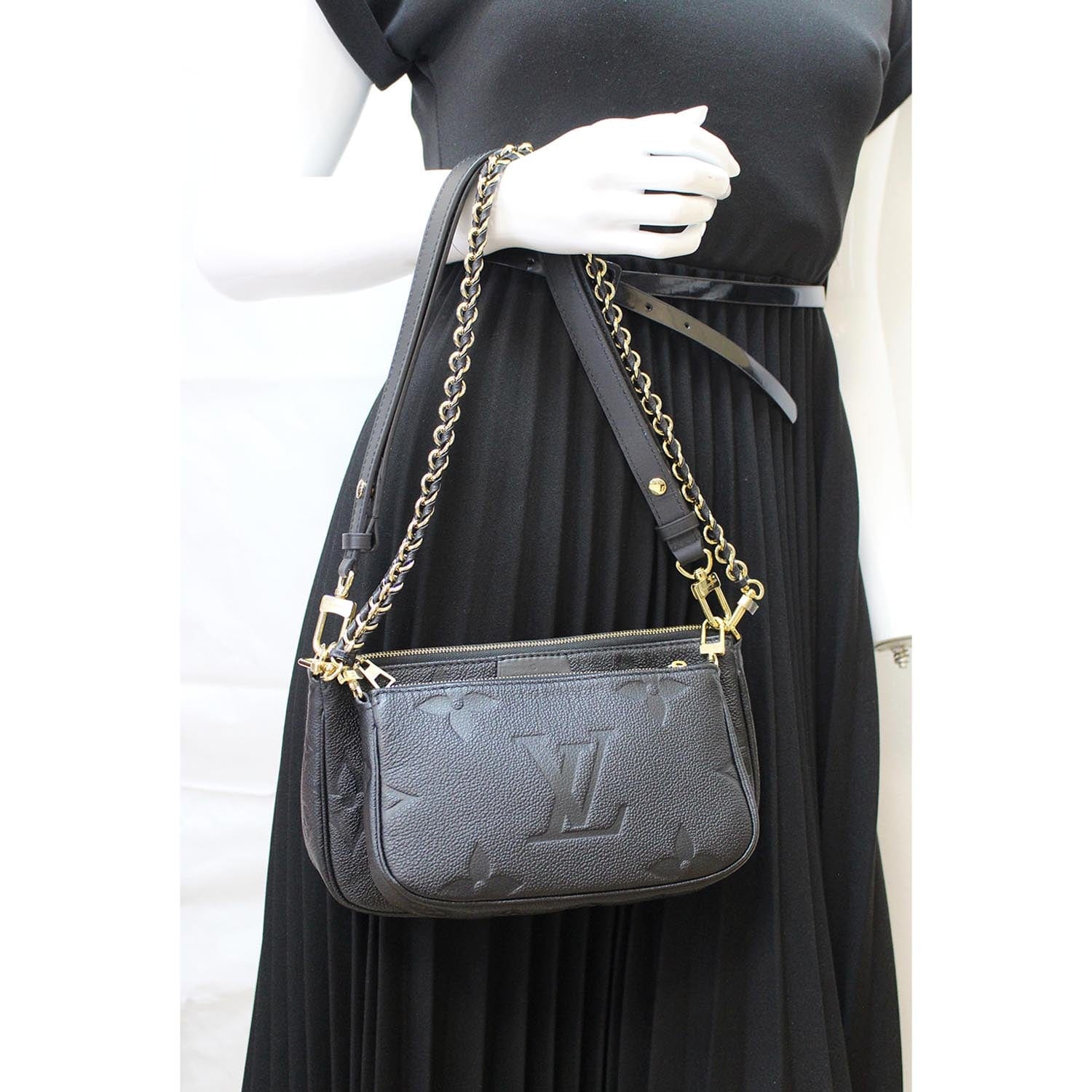 LOUIS VUITTON Multi Pochette Empreinte Leather Accessories Bag Black