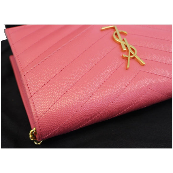 Saint Laurent Monogram Matelasse Wallet-on-A-Chain Crossbody Bag Pink-US