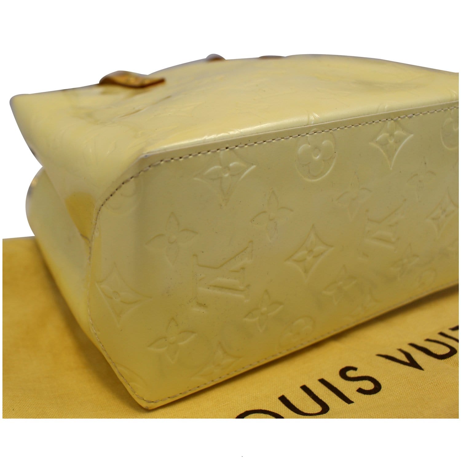 LOUIS VUITTON Logo Read PM Hand Bag Monogram Vernis Leather Beige M91144  05MQ284