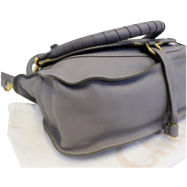 CHLOE Medium Marcie Pebbled Leather Satchel Shoulder Bag Grey-US