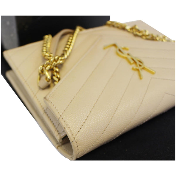 SAINT LAURENT Grain De Poudre Monogram Chain Wallet Powder-US