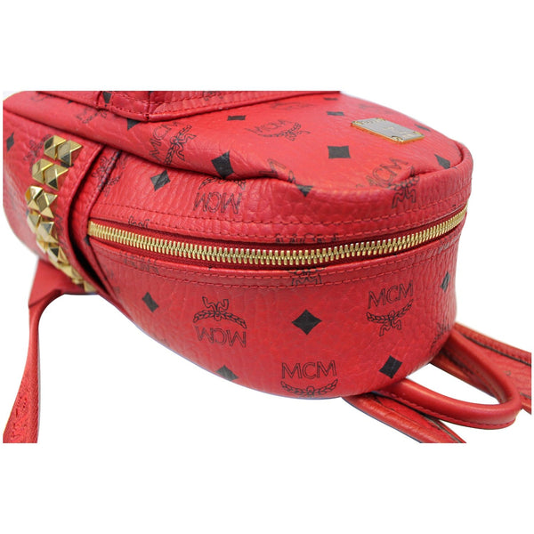 MCM Mini Stark Side Stud Backpack Bag Red - left side view