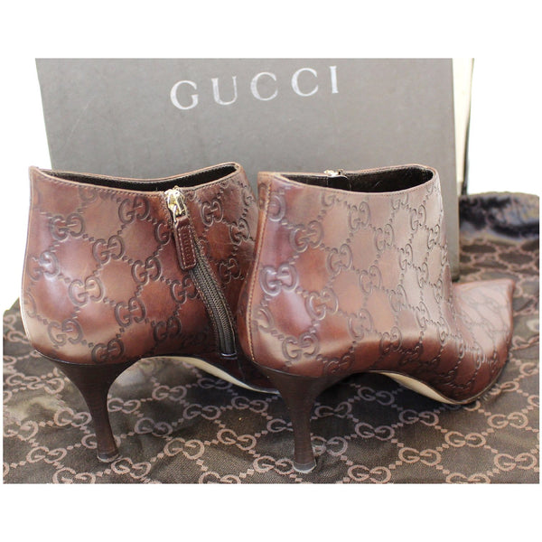 Gucci Boots Leather Brown Guccissima Size 9B - back view