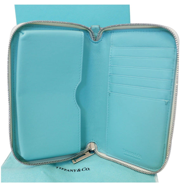 Tiffany & Co Wallet Block Zip Around White & Blue - interior
