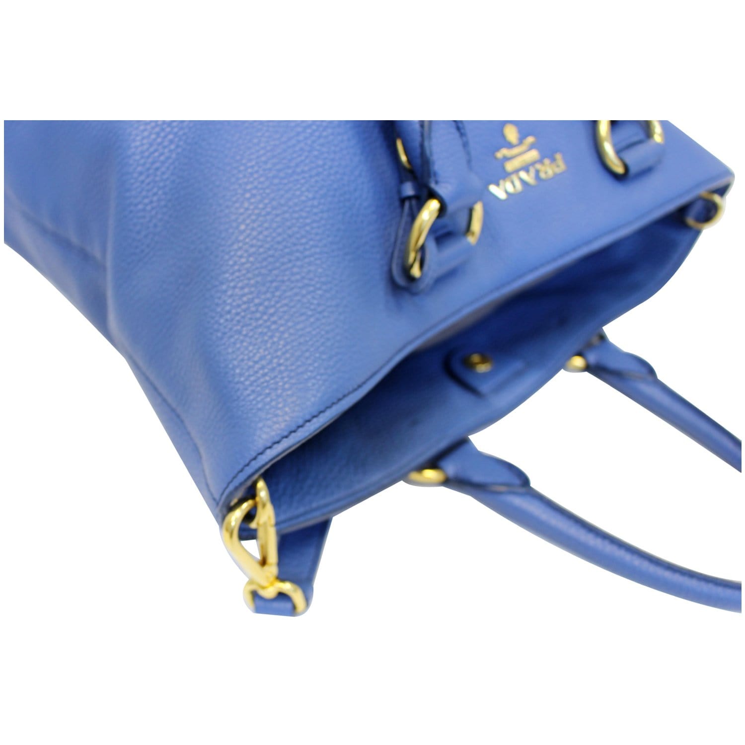 Prada Women's Navy Blue Vitello Phenix Leather Shopping Tote 1BG865