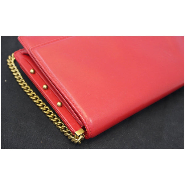 YVES SAINT LAURENT Zoe Lambskin Leather Shoulder Bag Red