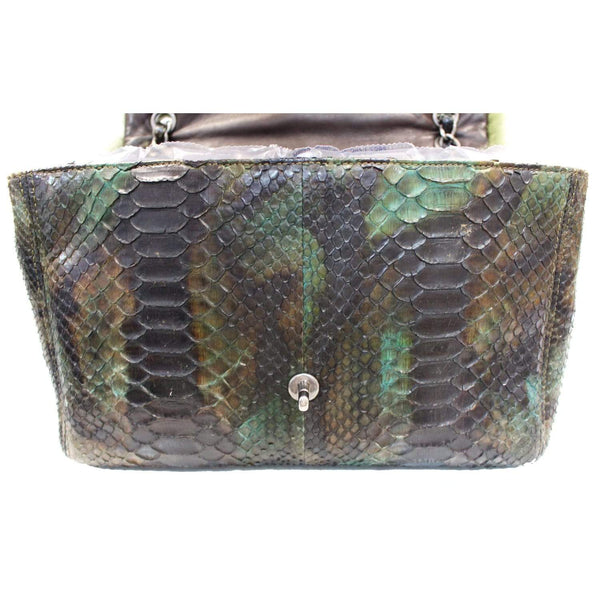 Chanel Jumbo Classic Fur and Python Leather Flap Bag back view