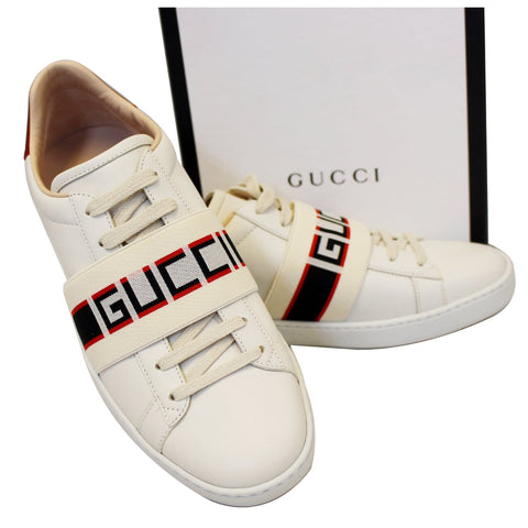 GUCCI Stripe Leather Sneaker White Size US 7-US