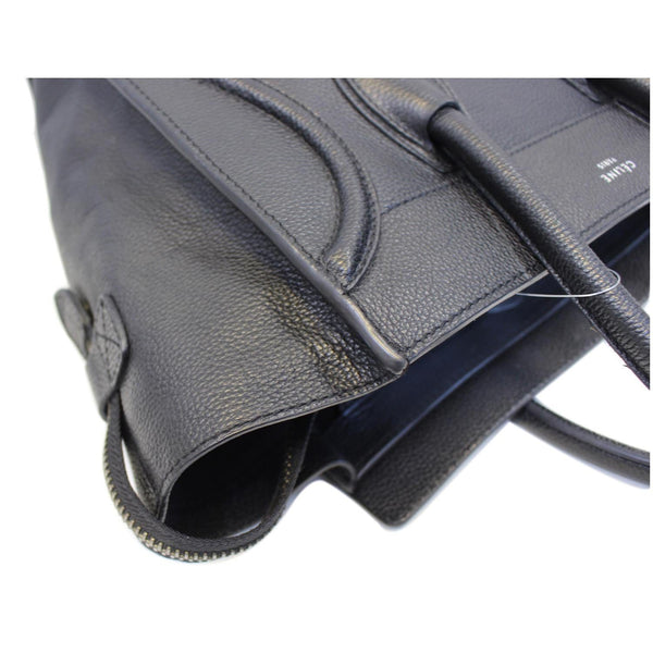 Celine Mini Luggage Black Leather Tote Bag - pockets 