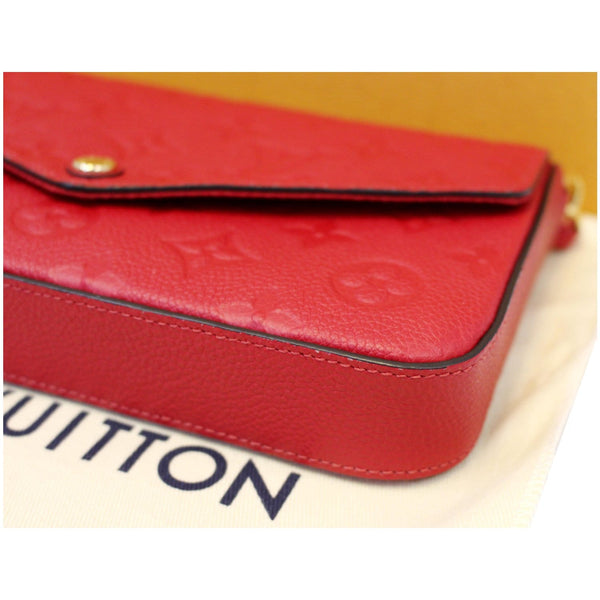 LOUIS VUITTON Pochette Felicie Monogram Empreinte Chain Wallet Red