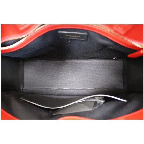 YVES SAINT LAURENT Small Manhattan Calfskin Leather Shopper Tote Bag Red - Last Call