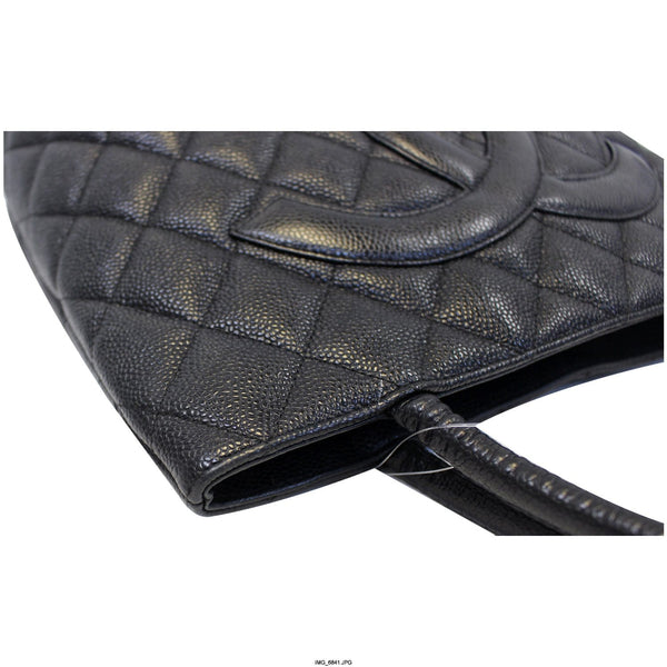 CHANEL Medallion Quilted Caviar Leather Tote Bag Black-US