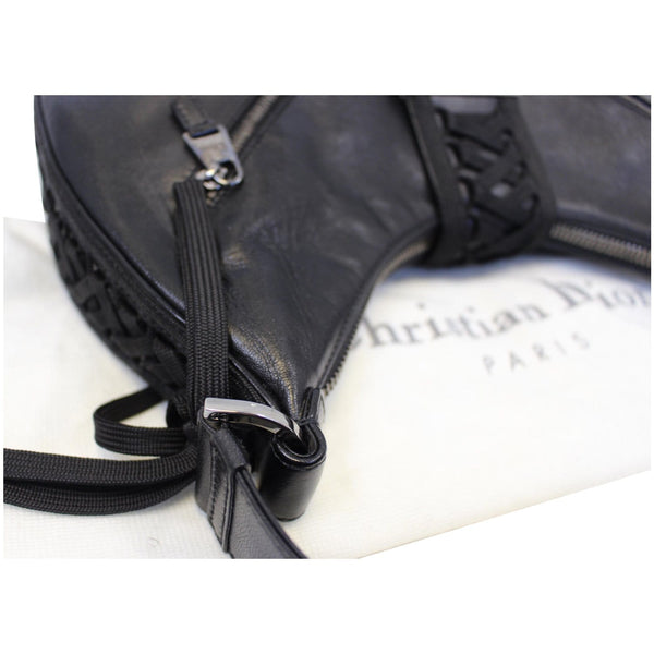 CHRISTIAN DIOR Lace Up Admit It Leather Hobo Bag Black