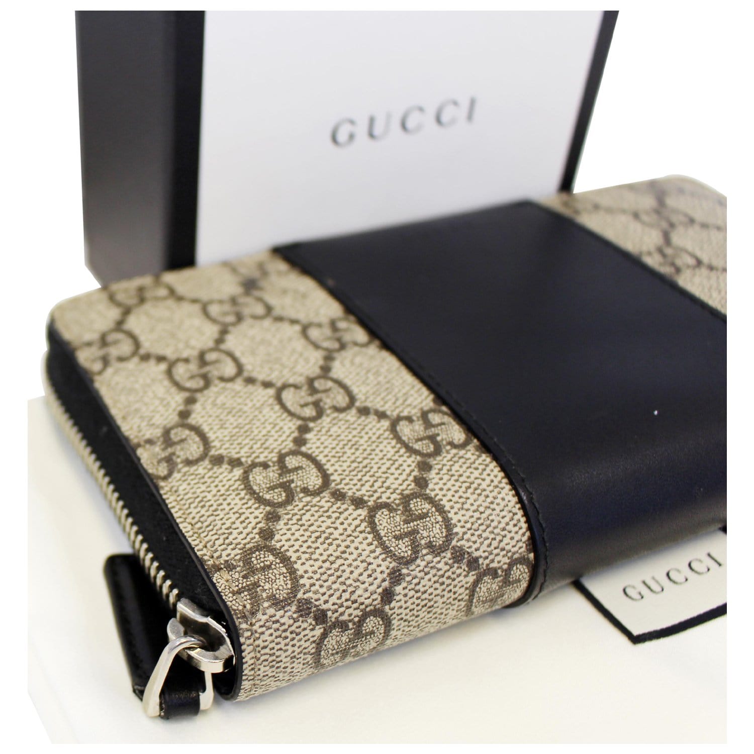 Gucci GG Supreme Monogram Black Wallet/Wristlet