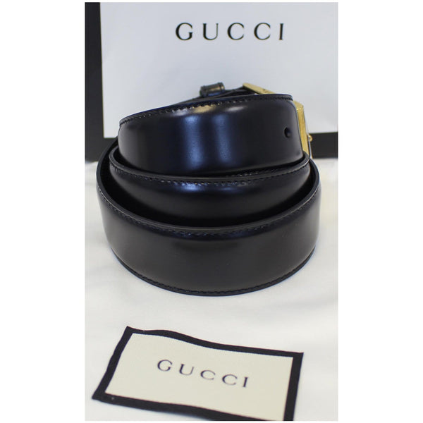 GUCCI Web Leather Belt Black 495125 Size 36-US