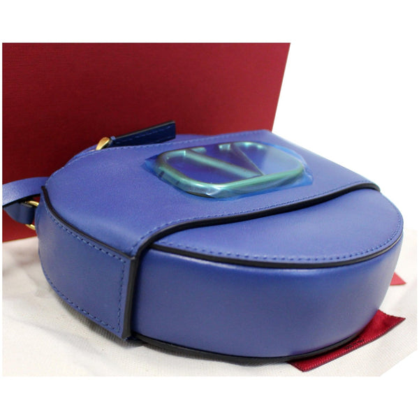VALENTINO VLogo Round Calfskin Crossbody Bag Blue - Final Sale