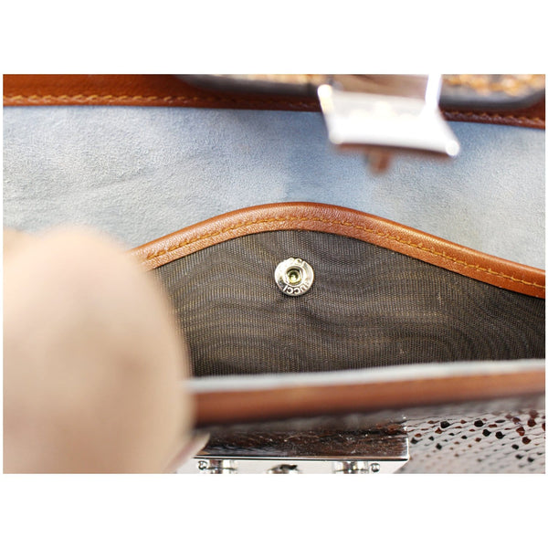 Gucci Lady Lock Python Small Top Leather Handle Handbag - internal lock button