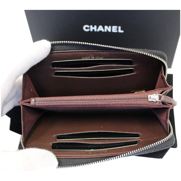 Chanel Wallet Lambskin Chevron Quilted Zip - inside view