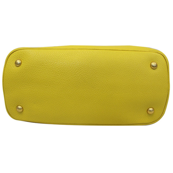 Prada Vitello Phenix Leather Tote Bag Yellow For Women bottom view