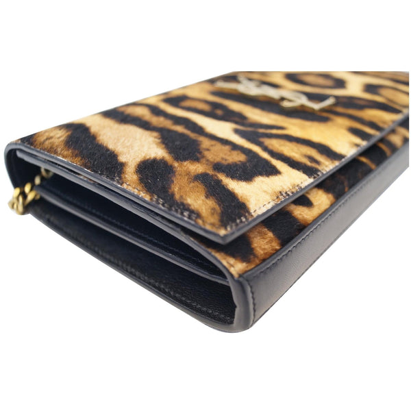 YVES SAINT LAURENT Kate Monogramme Leopard Print Shoulder Bag Black