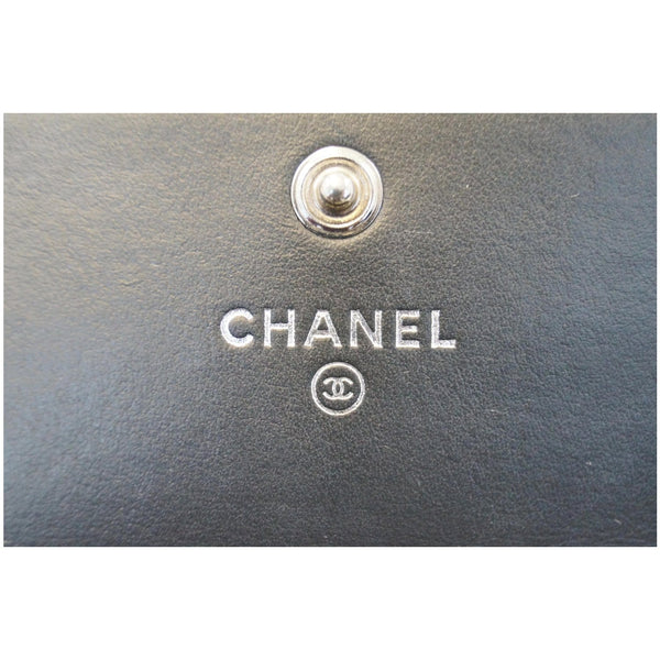 Chanel Boy Large Flap Lambskin Leather Wallet Black with logo