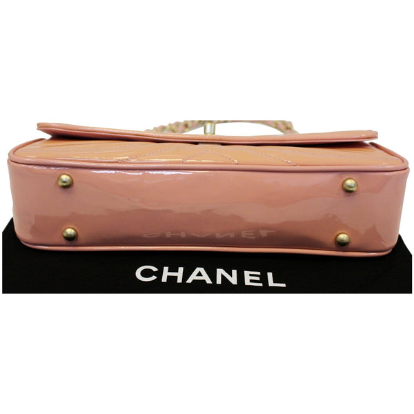 Chanel Flap Shoulder Bag Patent Leather Peach - 100% authentic 