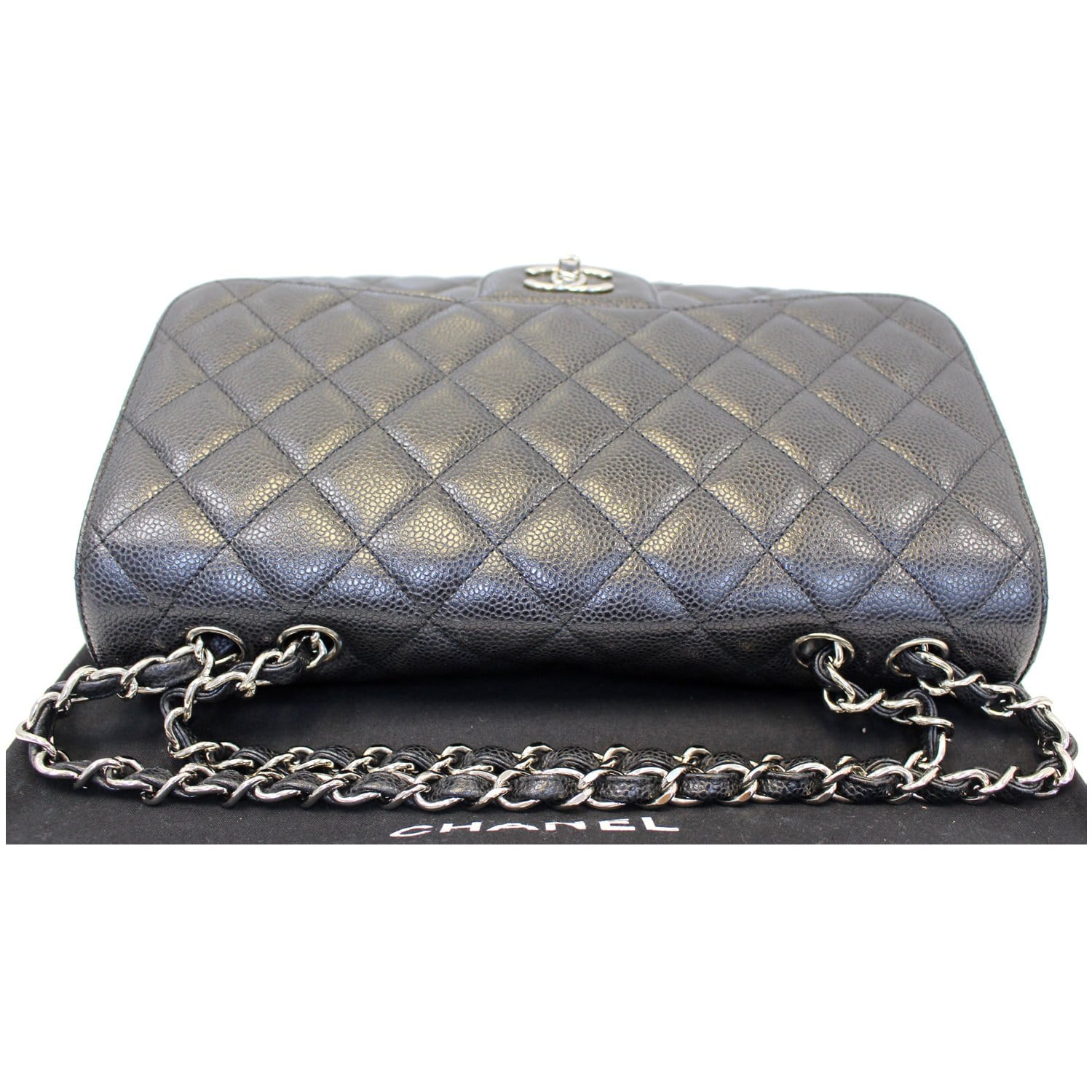 CHANEL Jumbo Classic Single Flap Caviar Leather Shoulder Bag Black-US