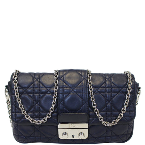 CHRISTIAN DIOR Miss Dior Cannage Quilted Leather Crossbody Bag Black