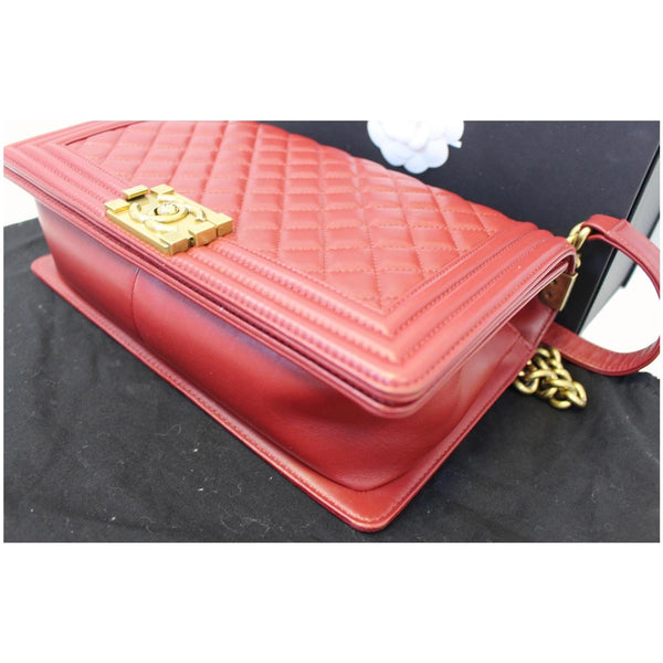 CHANEL Medium Boy Flap Lambskin Leather Shoulder Bag Red-US