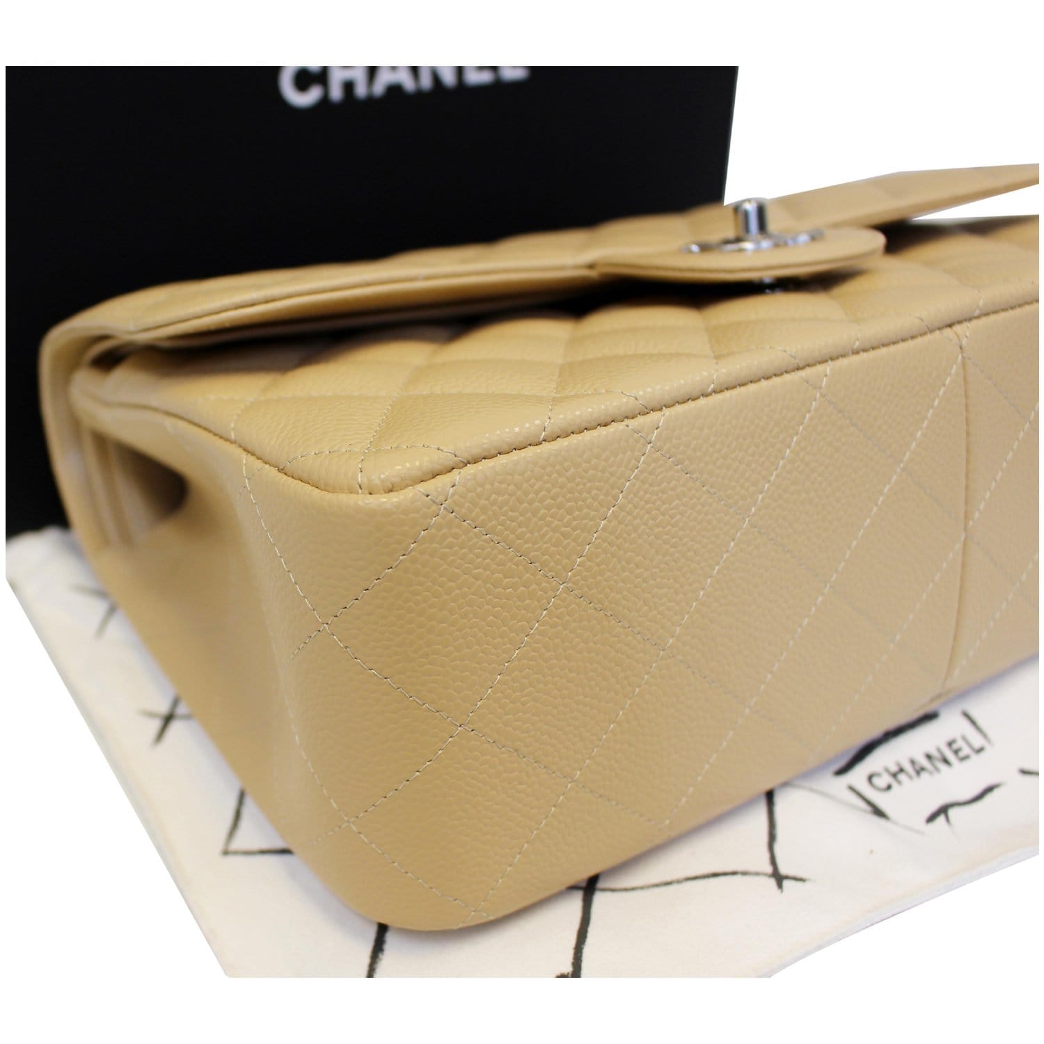Blue Chanel Jumbo Classic Caviar Double Flap Shoulder Bag – Designer Revival