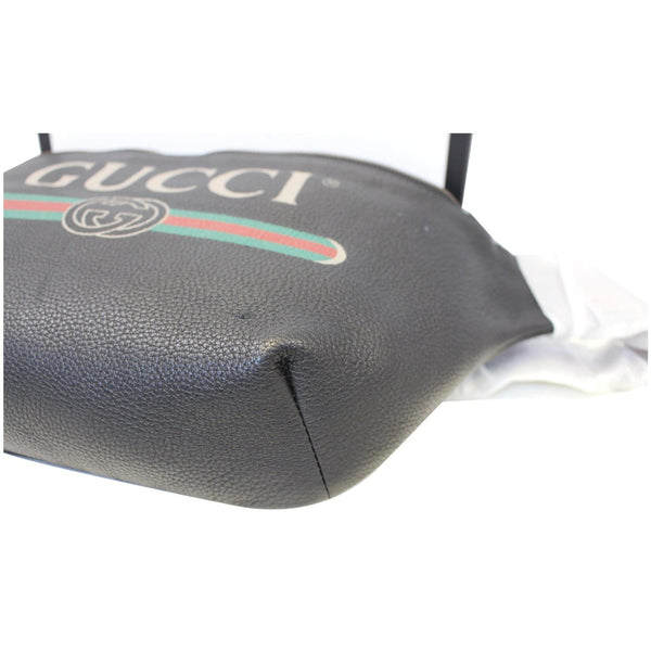 GUCCI Print Leather Black Belt Waist Bum Bag Medium 530412