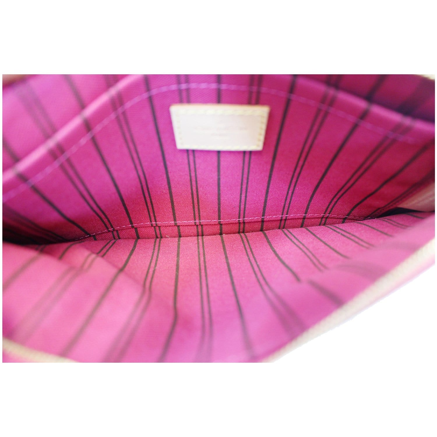 Louis Vuitton Neverfull Pouch clutch wristlet Pivoine Pink Interior
